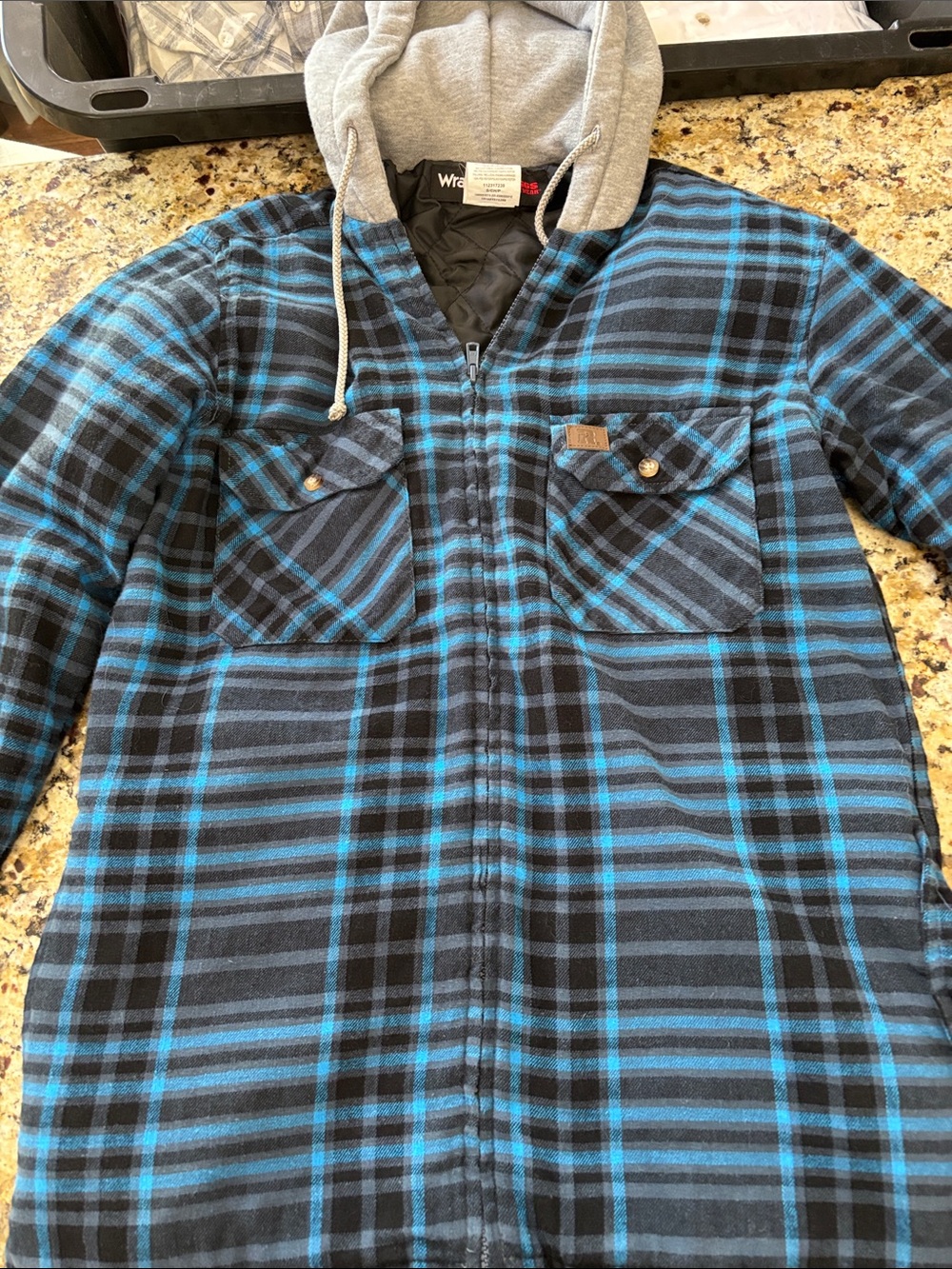Men's Hooded Plaid Zip Shirt